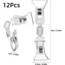 6/12 piezas Clip giratorio transparente de doble cara - Soporte de clip ajustable a 360° para etiquetas de precios, tarjetas de visita, etiquetas minoristas - Clip de plástico duradero para tiendas de ropa, oficinas, cestas de la compra, accesorios de mercancía | Diseño transparente |