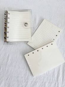 A7 极简透明活页笔记本和计划本、月度网格/横线/空白活页日记本和封面、笔记本套、可再填充活页夹收纳盒、A7 活页日记手册、PVC 活页夹套 - 彩色 - 查看 6