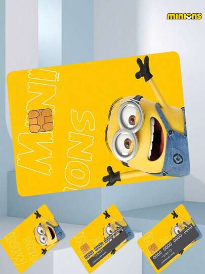 Minions Minions Cartoon Credit Card Stickers, Reloadable Card Stickers, Transportation Card Protective Stickers, Made Of PVC Material, Removable And Anti-Wrinkle Decorative Stickers