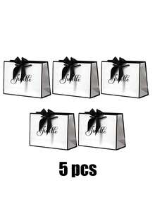 Túi quà tặng có nơ in tên theo yêu cầu, túi quà tặng cho cửa hàng quần áo, túi mua sắm, túi giấy quà tặng trống in tên theo yêu cầu, túi đựng mỹ phẩm bằng bìa cứng màu trắng có quai xách in logo theo yêu cầu, túi quà tặng dự tiệc, bộ nhiều chiếc, túi giấy cưới, dày dặn, màu hồng, trắng, tinh tế và đẹp mắt, túi đựng quà Giáng sinh. - Nhiều màu - Xem 22