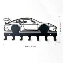 Soporte de llaves de coche de metal estilo industrial para montaje en pared con fácil instalación, ganchos de llaves automotrices negros con acabado de recubrimiento duradero - Negro - Ver 4