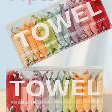 A Pack Of 14 Pieces Compressed Disposable Washcloths Travel Portable Facial Cleansing Towel Thickened Wet And Dry Dual-Use Travel Essentials Travel Accessories Compact And Portable Honeymoon Use Compressed Disposable Washcloths Travel Portable Facial Cleansing Towel Travel Holiday Essentials,Disposable Compressed Face Towel, Expanding To About 24cm*30cm When Exposed To Water. Travel Accessories Travel Outdoor Gear - 彩色 - 查看 1