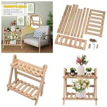 Estante de Madera de 2 Niveles para Plantas, macetas, Escalera, para Espacios pequeos, Salas de Estar, Balcones y Esquinas.