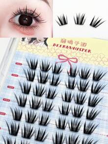 96 Clusters Individual DIY Eyelash Extensions 0.07mm Thickness Cluster Lashes Segmented Spikes Individual False Eyelashes Individual Eyelash Extensions, Winged Style Individual Lashes, For Home Party, Valentine's Day, Traveling, Photoshoot, Festivals Makeup