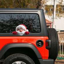 1 Pc Cute Furry 3d Effect Christmas Stickers, Stickers Of Santa Claus Lying On The Window, PVC Waterproof Car Stickers, Car Window Stickers