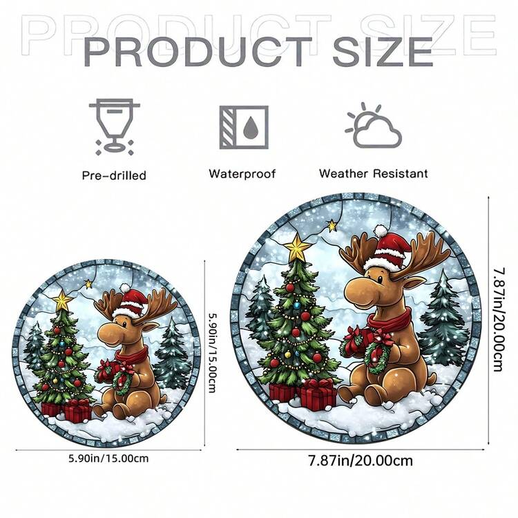 1 Item, Red-Nosed Reindeer Sun Catcher, Gardening Collection Light Ornament, Window Hanging Decoration, Christmas Decoration, Gift For Family Members, Indoor And Outdoor Decoration, Cottage Decoration, Perfect Holiday Gift, Outdoor Christmas Ornament. - Acrylic-round - View 6
