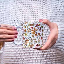 Fall Leaves Mushroom Coffee Mug: Boho Autumn Watercolor Floral - 黃白色 - 查看 11