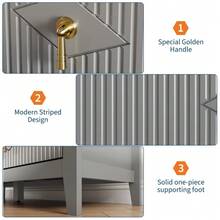 Fluted Dresser For Bedroom With 6 Drawers, Mid Century Modern Chest Of Drawers With Metal Handles, Wide Boho Wood Dressers, Large Farmhouse Storage Cabinet For Bedroom, Living Room - Xám - Xem 6