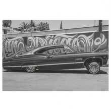 [2D Flat] 1pc Retro Lowrider Car Canvas Art Poster - Frameless, Black And White, 12x18 Inches, Ideal For Living Room, Bedroom, Office Decor, Room Aesthetic, Bedroom Wall Art |   Vintage Car Design | - 彩色 - 查看 8