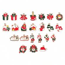 10/20 piezas Mezcla aleatoria de adornos navideños de esmalte colorido en forma de árbol, bastón, reno, caja de regalo, calcetín, Papá Noel, colgante, aptos para llavero, pulsera, collar, funda de teléfono, manualidades y decoración