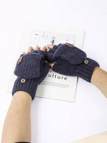 1 pieza Guantes de punto de media mano para hombres y mujeres en invierno, con cubierta de felpa desmontable de doble uso, protector de pantalla táctil, cálidos para escribir y ciclismo, guantes regalo de Navidad de invierno térmicos y cálidos