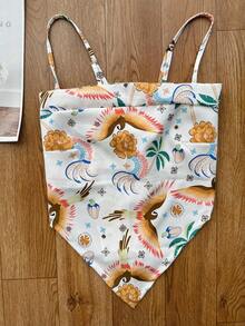 JING MODAS Crepe Set Of Cropped Top + Shorts With Lining - Orange - View 2