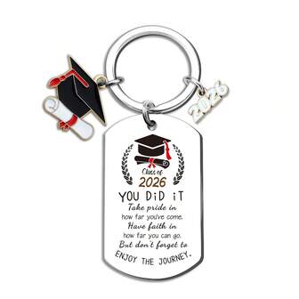 Class Of 2025/2026 Unique Graduation Keychain Gift For Him/Her, College/High School/Master's Degree Graduates, Inspirational "You Did It" Keyring Present For Graduates, Silver Christmas Bag Charms Car Teacher Friend Sister Gift Ideas
