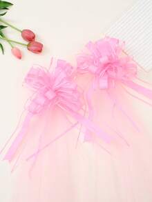 5pcs Pink Wedding Chair Back Decoration Bands, Elegant Organza Bows, Birthday, Wedding, Bridal Shower, Baby Shower, Family Gathering, Holiday Aisle Chair Back Decoration, 2026 Wedding Party Decoration Supplies, Anniversary Indoor/Outdoor Decoration, Reception Decoration, Home Decoration, Wedding Supplies, Wedding Decoration, Baby Shower, Birthday, Wedding Party Gauze Chair Back Decoration Bands, Chair Back Bows, Wedding Party Favors - Pink - View 10