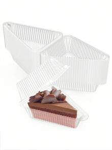 25/50pc Triangular Mousse Baking Packaging Box, Disposable Plastic Cake Container, Thickened Transparent Plastic Cake Slice Container, Suitable For Dessert Packaging, Bakeries, Coffee Shops, Muffins, Mousse, Pastries, Sandwiches, Tiramisu, Sealed Transparent Baking Packaging - 無色 - 查看 5
