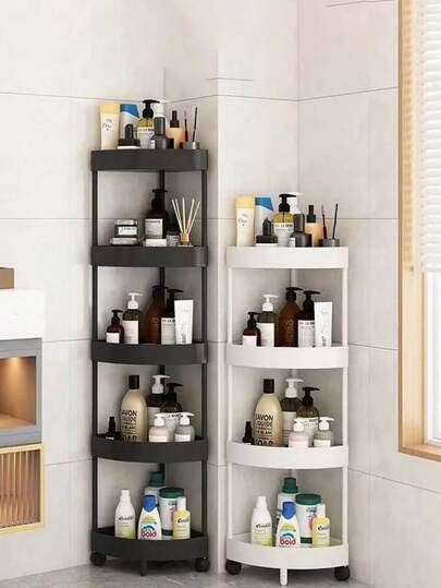 1pc 3/4/5 Tier Modern Plastic 360 Degree Rotating Storage Cart With Handles And Wheels, 5 Tiers, Size (31cm X 20cm X 108cm), Weight 760g. It Is An Ideal Gift For Christmas, Halloween, Thanksgiving, Eid Al-Fitr And Eid Al-Adha, Which Can Efficiently And Conveniently Store And Organize Household Items And Small Objects Such As Snacks, Daily Necessities, Cosmetics, Kitchenware, Books, Toys, Tissues, Etc.