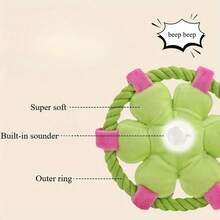 Brinquedo de mastigar resistente e anti-engasgo para cães, com apito, design de laço de corda macia para brincadeiras interativas, ideal para brincar de cabo de guerra e para exercícios dentais, adequado para filhotes e cães adultos. Disponível em várias cores.