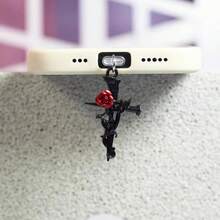 Flame Cross & Heart Cross Mobile Phone Dust Plug Pendant, Decoration Accessory Protector For IPhone, Type-C Port