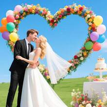 1pcs Arcos para Decorar 2*2m en Forma de Corazón,Arch Decoraciones para una Fiesta Soporte Para Globos Flores para Fiestas,Bodas,Festivales Outdoor Decor - Dorado - Ver 5