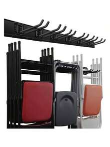 Garage Storage Organization Wall Mount, Garden Rack Organizer Heavy Duty Folding Chair Hangers With 6 Adjustable Hooks 48inch Tracks Load 450lb - 6 Hooks + 3 Panels - View 1