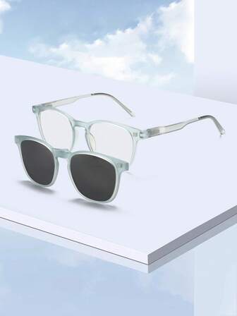 1 par de gafas de sol con clip magnético de TR90, gafas casuales para exteriores, conducción y deportes, de estilo retro cuadrado unisex