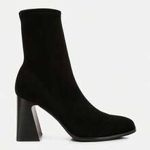 Candid High Ankle Flared Block Heel Boots - Black - View 1