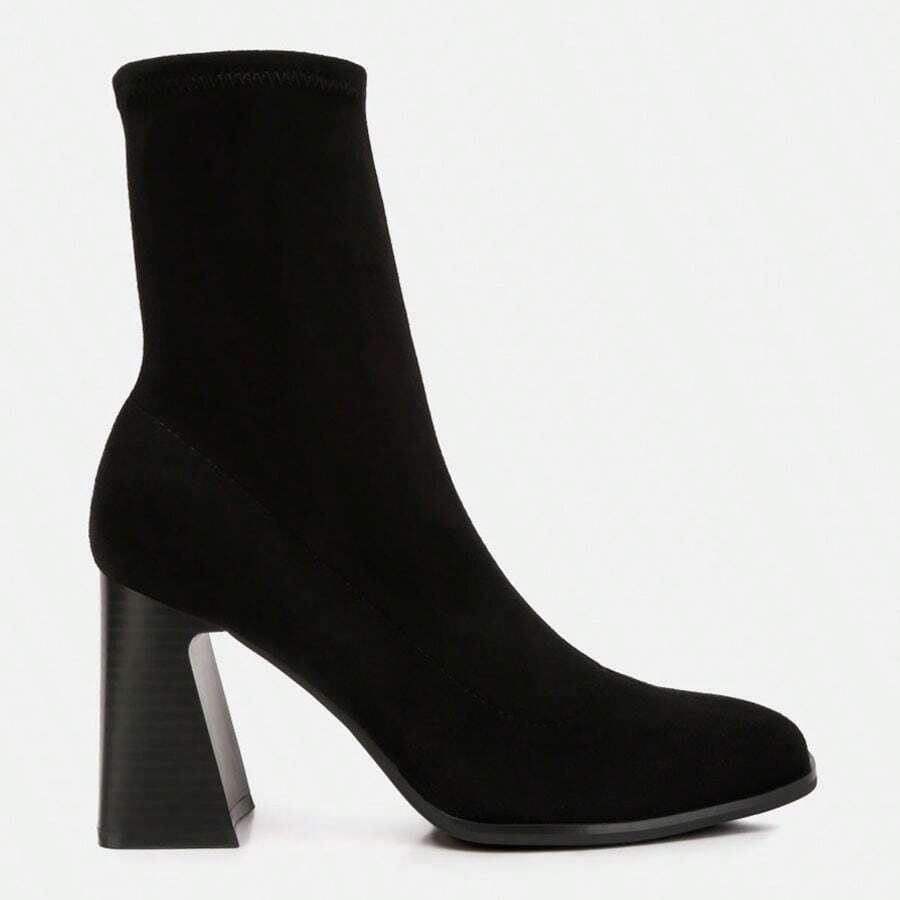 Candid High Ankle Flared Block Heel Boots - Black - View 1