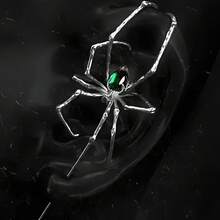 Spider-Shaped Earrings With Silvery , Simulated Spider Legs Design Featuring Synthetic Synthetic Zirconia In The Middle - Dark Style Full Ear Hoop For, Creative Minimalist Punk Fashion Statement Piece, For Teenager - màu xanh lá - Xem 1