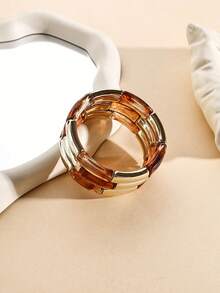 1pc Fashionable 3-Layer Wide Elastic Bracelet, Colorful Resin Beaded Bracelet, Acrylic Jewelry Gift For Women, Girls, Friends, Suitable For Daily Wear, Party, Travel - Multicolor - View 17