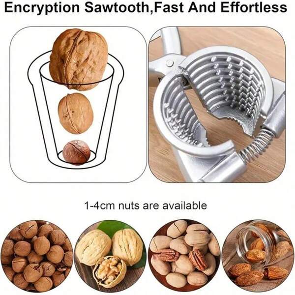 1 Piece Of Multifunctional Nut And Dried Fruit Shell Opener-Durable Aluminum Nutcracker, Ergonomic Handle Design, Easy To Crack Walnuts, Hazelnuts, Almonds-Baking And Snack Kitchen Tools