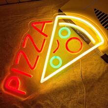 Pizza Neon Sign For Pizzeria Decor, Pizza Shaped Neon Sign, Pizza LED Neon Light For Restaurant, Kitchen, Store, Party, Gift, USB Powered