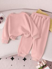 2 Stücke/Set Tween-Mädchen Weihnachts Bedruckter Kapuzenpullover und Weihnachts Slogans Bedruckte Hose, geeignet für Herbst/Frohes Neues Jahr Tragen