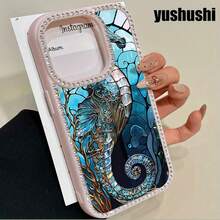 Teléfono Glass Seahorse Teléfono 3 en 1 con grabado de doble cara, adecuado para phone16promax, 16 15pro 14 14 Plus/14 Pro 13 13 Pro 12Pro 11pro Promax Series. Suave anticaídas y resistente a las manchas, adecuado tanto para hombres como para mujeres con decoración. - transparente - Ver 5