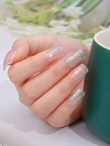 No-Bake Gel Nail Sticker Nail Oil Film Waterproof Nail Sticker Sticker Solid Color Green Onion Powder Jump Color Gradient Full Sticker