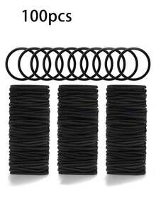 200/100/50/30/20 Pieces Black Hair Ties For Thick And Curly Hair Ponytail Holders Hair Elastic Suitable For Daily Life Hair, Tie Hair, Christmas Make-Up, Bride Make-Up, Outdoor Hair, Shower And Elastic Band Hair Rubber Bands Hair Rope ,Party ,Home,Skincare Accessories