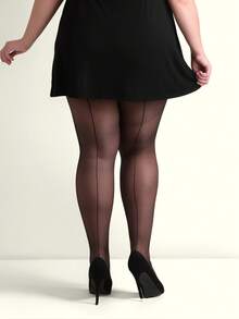 1双加大码透明丝袜（XS-XXL） - 黑色竖条纹丝袜，优雅性感，适合约会之夜 - 黑色 - 查看 3