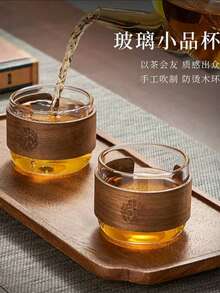 Wooden Card Glass Tea Set, Lightweight Luxury Heat-Resistant Home Living Room Tea Table Kung Fu Tea Ceremony Tea Cups - Multicolor - View 7