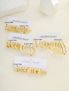 48/24/12pcs Elegant Metal Earring Set For Women, Faux Pearl Earrings, Geometric C-Shaped Stud Earrings, Suitable For Daily Wear, Parties, Holidays, Gift Set