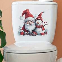 Pegatinas de inodoro navideñas, pegatinas de muñeco de nieve lindas y divertidas, pegatinas de inodoro de muñeco de nieve para decoración navideña del hogar