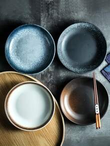 2/4pcs Creative Splatter Ceramic Dinner Plates, 8 Inch, Japanese Style Salad Plate, Breakfast Plate, Round Ceramic Dinner Plate, Minimalist Tableware Set, Dessert Plate, Kitchen & Dining Plate, Bread Plate, Suitable For Home Kitchen, Pasta, Fruit Dessert, Steak, Dining, Kitchen Supplies, Tableware Accessories, Oven & Microwave