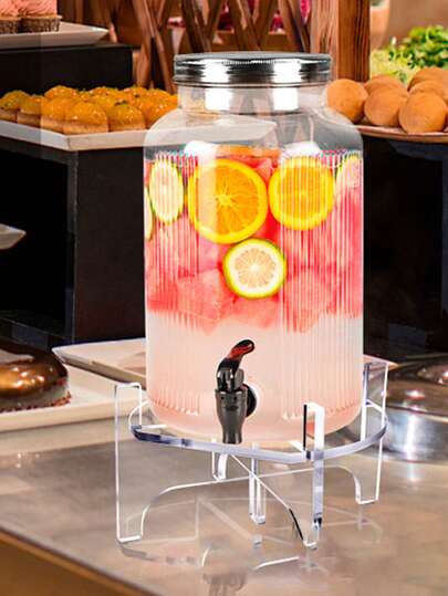 1个亚克力饮料分配器支架，饮料玻璃罐和瓶子支架，饮料分配器，落地式水瓶底座，适用于派对、家庭、餐饮活动，透明饮料桶支架，商用和家用啤酒桶，葡萄酒杯容器承重底座，婚礼生日派对甜点桌展示架，防水、防潮、易于清洁、稳定不倾倒，适用于果汁桶/饮水机/酸奶机/爆米花机/自助餐设备收纳整理，厨房用品，厨房配件，厨房工具