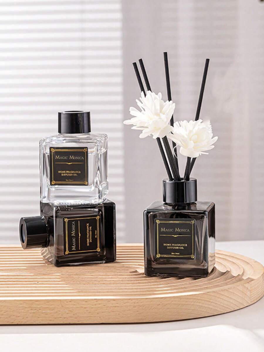1pc/50ml Flameless Aromatherapy Set (Random Reeds),Small Fiber Sticks And White Foam Flowers For Decorative Purposes.Volatile Aromatherapy,Perfect For Holiday Gifts,Hotel Rooms,Living Rooms,Or As A Gift Set.