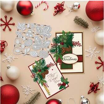 1PC Christmas Pinecone Silver-Gray Metal Die-Cut Mold Suitable For Scrapbooking Decorations, DIY Scrapbook Paper Crafts, Embossing Techniques, Handmade Projects, Greeting Card Creation, And Greeting Card Production.