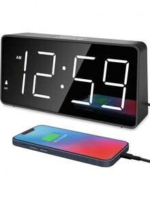 Reloj despertador digital de mesa, reloj despertador electrónico con pantalla LED para mesita de noche - Multicolor - Ver 2