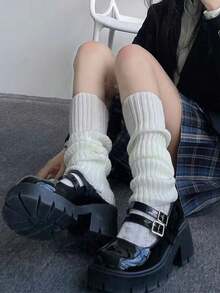 3 pares de calentadores de piernas decorativos y cómodos de unicolor con rayas verticales para mujer, adecuados para primavera, otoño e invierno, hay múltiples especificaciones para elegir