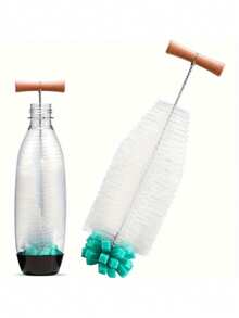 2026新款高档瓶子清洁刷，长柄杯子刷，厨房玻璃瓶清洁刷，奶瓶茶杯清洗器，长木柄杯子刷，手动非电动清洁工具硅胶软杯刷，多功能长柄杯子刷，TPR材质，厨房杯子清洗工具，适用于瓶子、杯子、保温瓶、咖啡杯、酒杯，可去除污渍，长柄设计。 - 彩色 - 查看 5