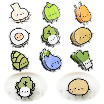 9 PCS Cute Chip Clips Food Bag Clip Set Vegetable Shaped Bag Clips Funny Kitchen Snack Bag Sealer Acrylic Chip Clip For Airtight Seal Food Storage