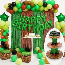 1pc/2pcs, Green Pixel Block Cupcake Rack, 3 Layers Dessert Rack Game Party Supplies Video Game Cup Dangao Boys Girls Birthday Decorations, Adventure Craft Theme Healing Tower Birthday Party Decorations (Pixel Style)