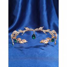 1pc Gold Tone Water-Drop Shaped Rhinestone Crown, Mori Girl Style, Bridal Wedding Birthday Headband Accessories Royal