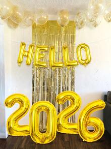 9 Stücke/Set 2026 Dekorative Luftballons, enthält goldene 2026 & Hallo Folienballons, geeignet für Weihnachten, Neujahr & Themenpartydekoration, 2026 Neujahrsfest, Silvester Deko, Geburtstag, Abschlussfeier, Fotobox Requisiten, Feiertagsdekoration